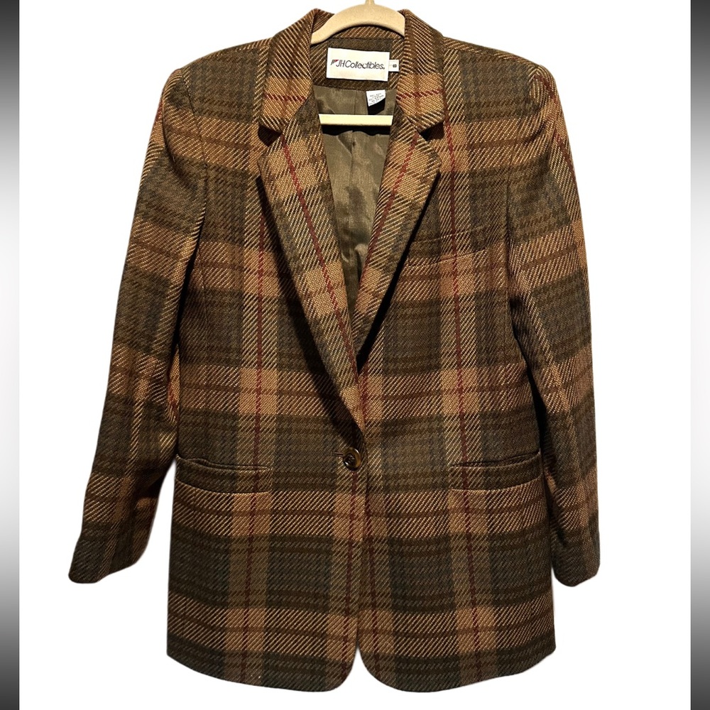 JH Collectibles vintage wool blazer knit/ tweed 
size 8
Houndstooth checked